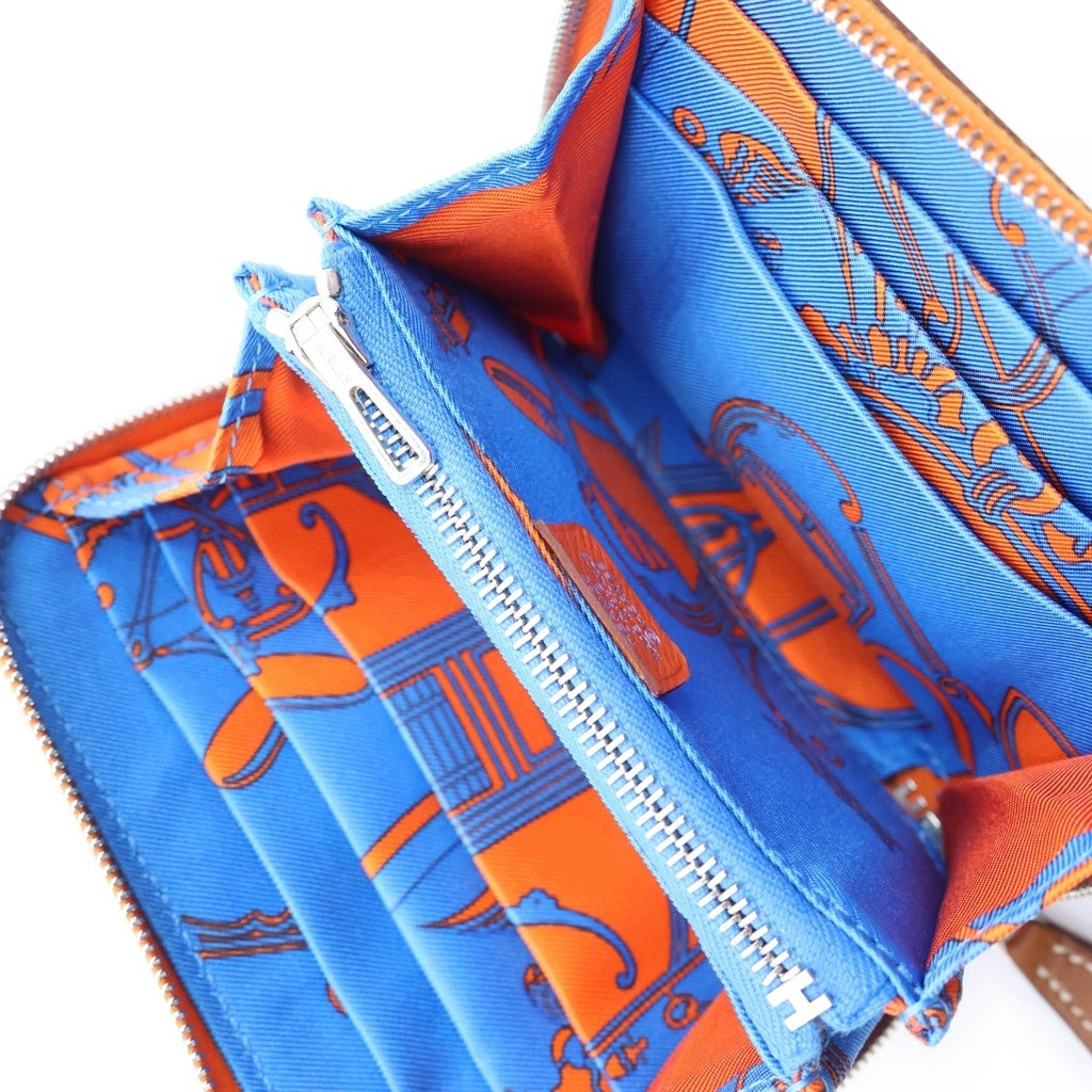 HERMES(エルメス) アザップ シルクインコンパクト コインケース 財布 オレンジ エプソン シルバー金具 A刻印