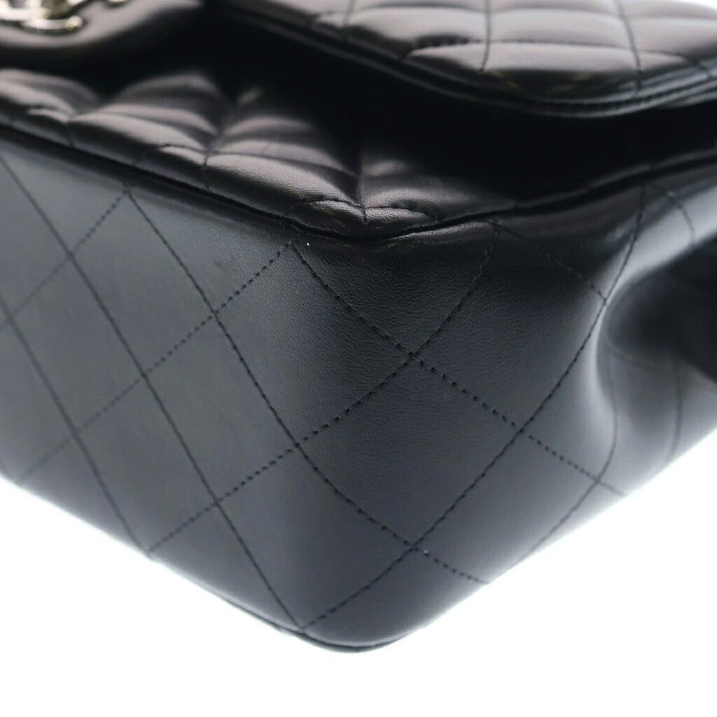 CHANEL(シャネル) マトラッセ30 WフラップWチェーンショルダーバッグ ハンドバッグ ブラック シルバー金具 ラムスキン シール有 16番台 A58600