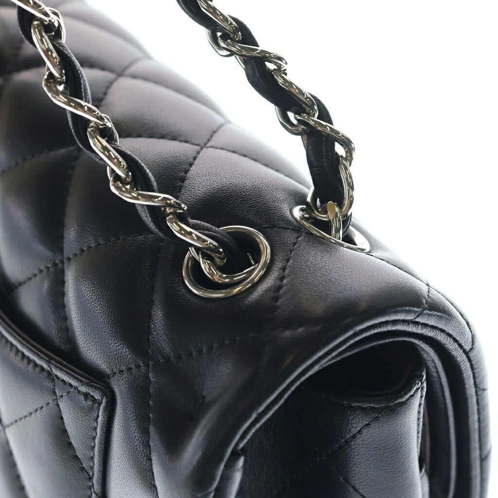 CHANEL(シャネル) マトラッセ30 WフラップWチェーンショルダーバッグ ハンドバッグ ブラック シルバー金具 ラムスキン シール有 16番台 A58600