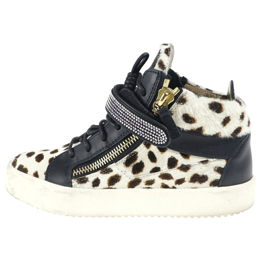 GIUSEPPE ZANOTTI(ジュゼッペ ザノッティ) レオパード柄 ハイカット スニーカー カーフレザー ブラック/ブラウン