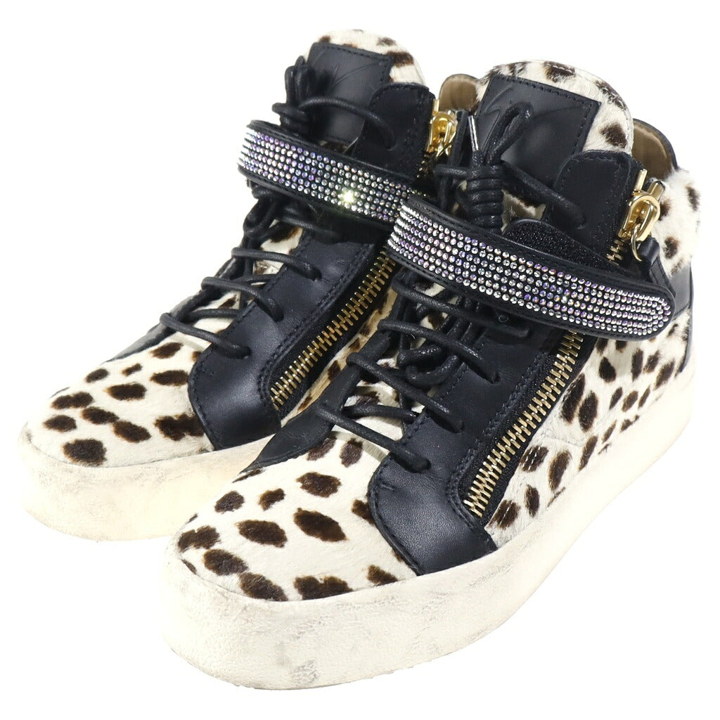 GIUSEPPE ZANOTTI(ジュゼッペ ザノッティ) レオパード柄 ハイカット スニーカー カーフレザー ブラック/ブラウン