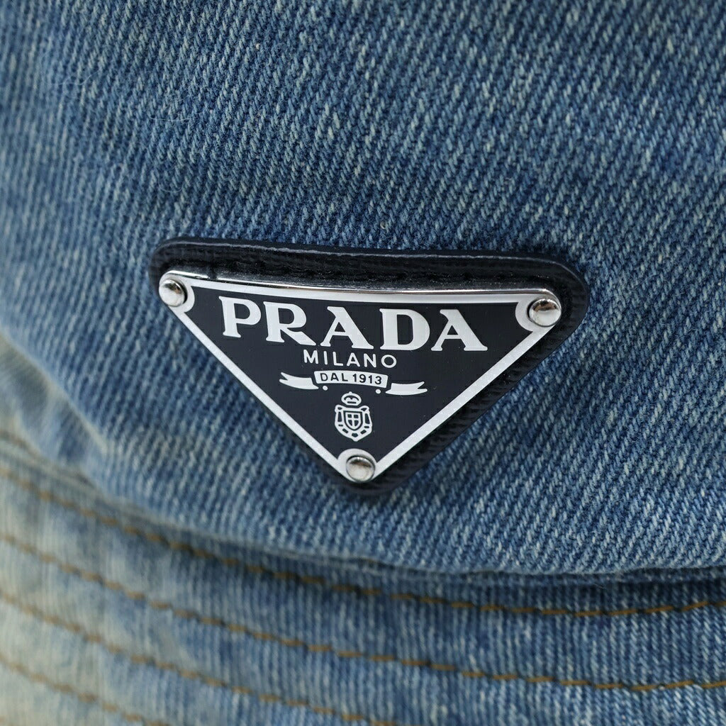 PRADA(プラダ) トライアングルロゴ デニムバケットハット インディゴ 帽子 1HC137