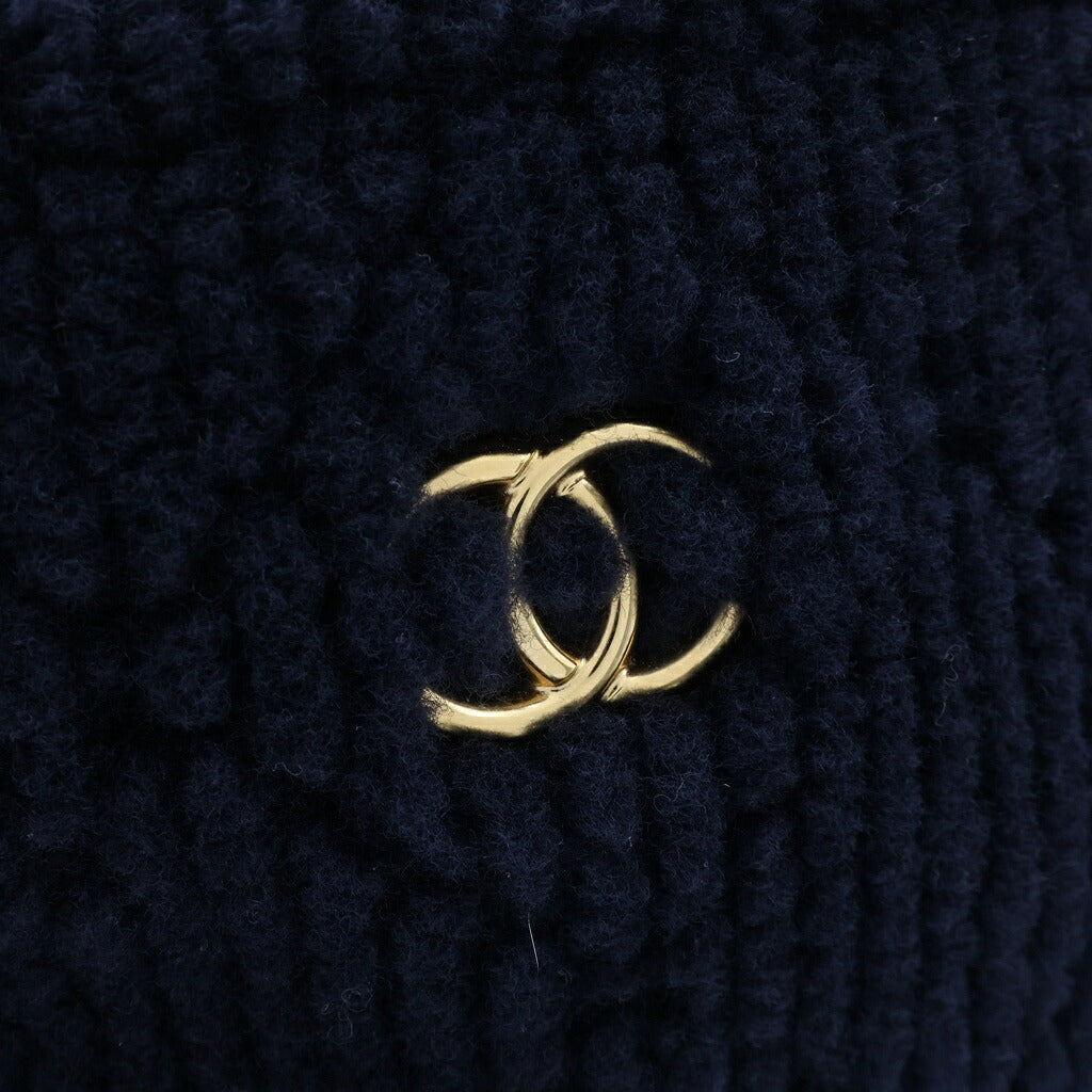 CHANEL(シャネル) ココネージュ ラージ ボーリングバッグ ショルダーバッグ ネイビー シアリング×ラム ゴールド金具 プレート付