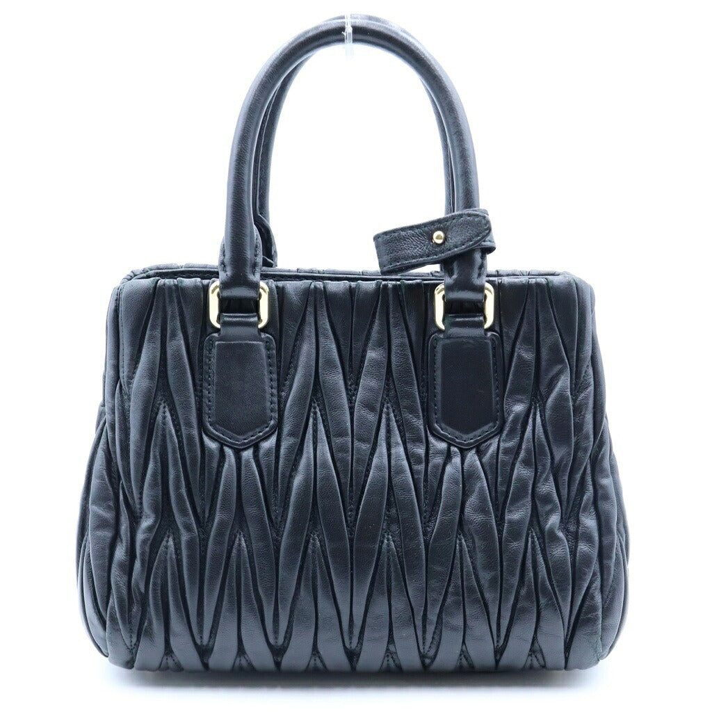 miumiu(ミュウミュウ) マテラッセ スモール 2WAYショルダーバッグ ハンドバッグ ブラック レザー ICタイプ 5BA258