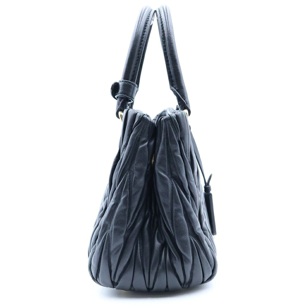 miumiu(ミュウミュウ) マテラッセ スモール 2WAYショルダーバッグ ハンドバッグ ブラック レザー ICタイプ 5BA258
