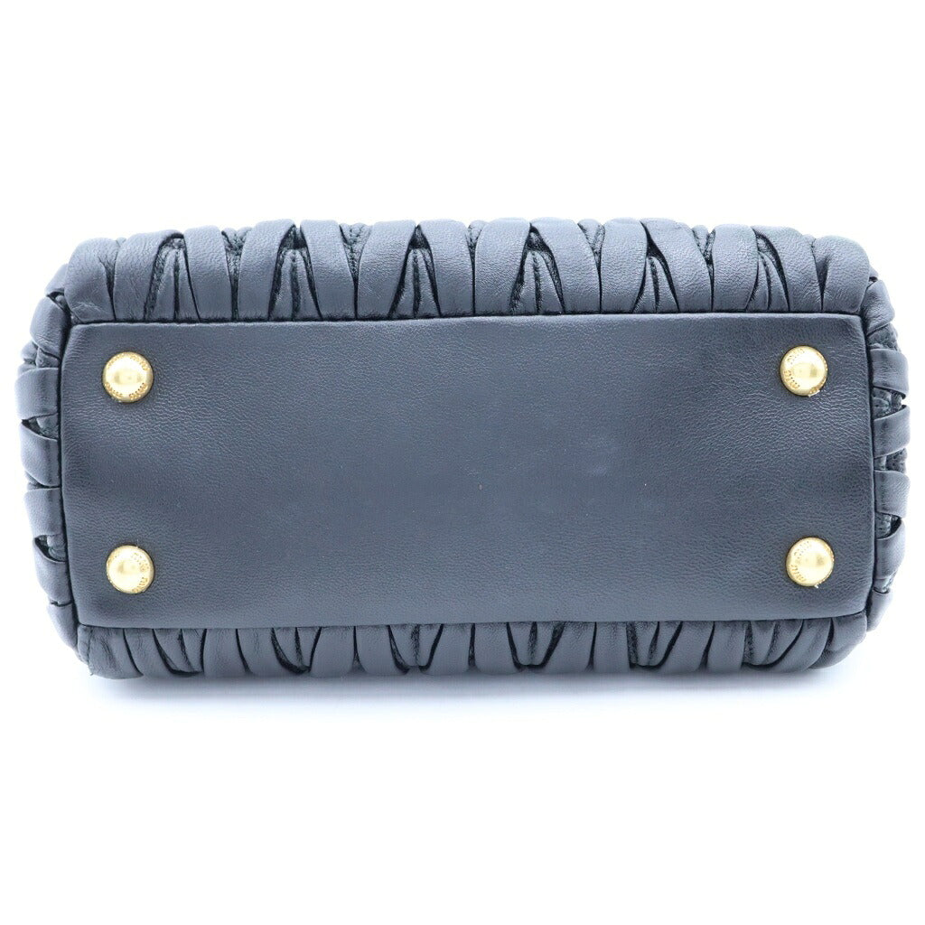 miumiu(ミュウミュウ) マテラッセ スモール 2WAYショルダーバッグ ハンドバッグ ブラック レザー ICタイプ 5BA258