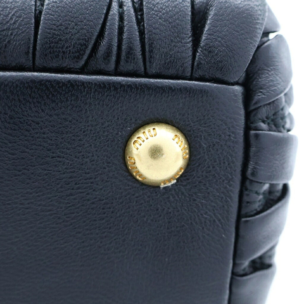 miumiu(ミュウミュウ) マテラッセ スモール 2WAYショルダーバッグ ハンドバッグ ブラック レザー ICタイプ 5BA258