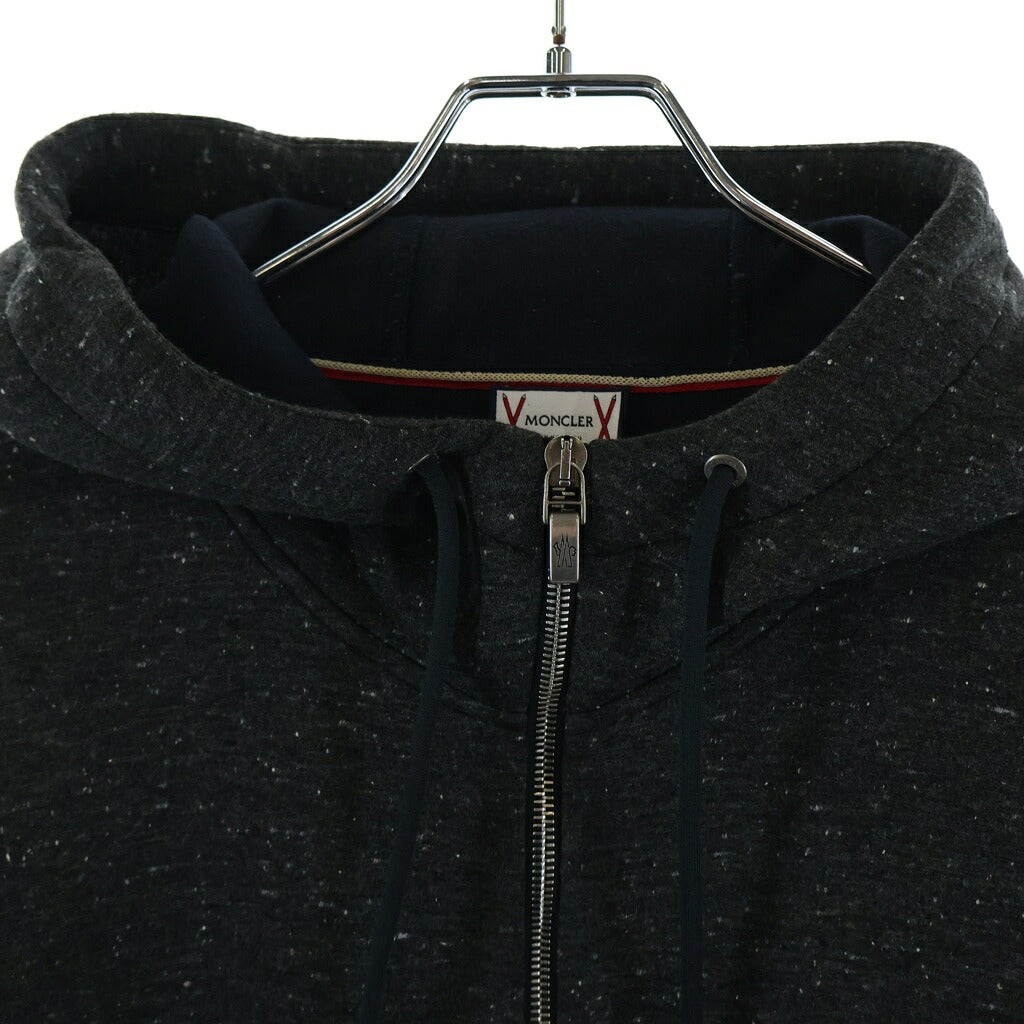 MONCLER(モンクレール) フーディ パーカー ジップアップ 長袖 ロゴ ワッペン レーヨン コットン グレー B23918407400