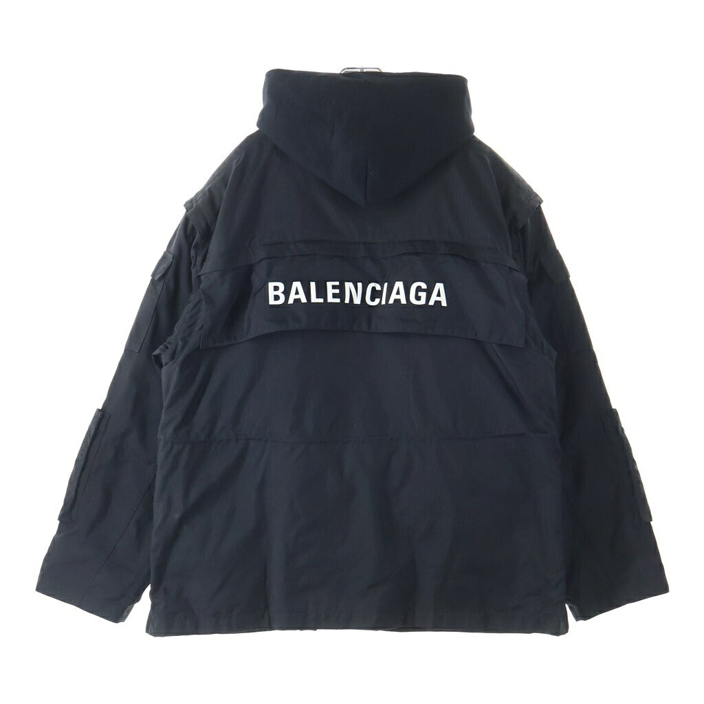 BALENCIAGA(バレンシアガ) テクニカル ファブリック バックロゴプリント ジップアップ ジャケット ブラック 746450
