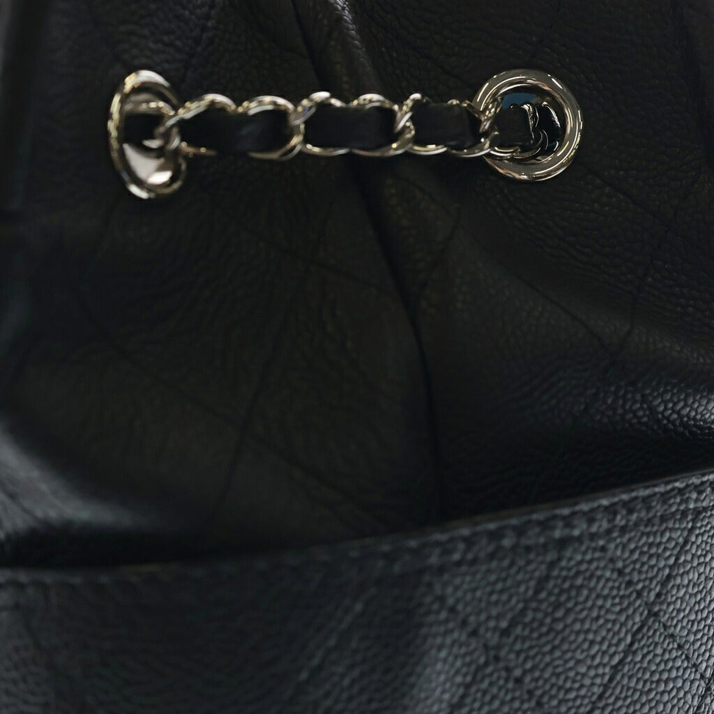 CHANEL(シャネル) ワイルドステッチ 2WAYショルダーバッグ ハンドバッグ トートバッグ ブラック キャビアスキン シルバー金具 シール有 19番台