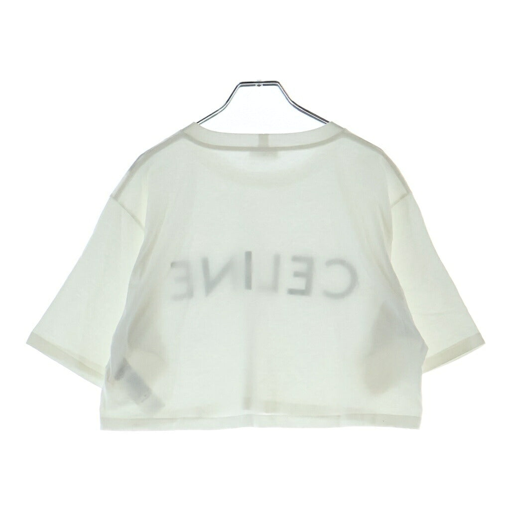 CELINE(セリーヌ) フロントロゴ半袖Tシャツ クルーネックカットソー ホワイト