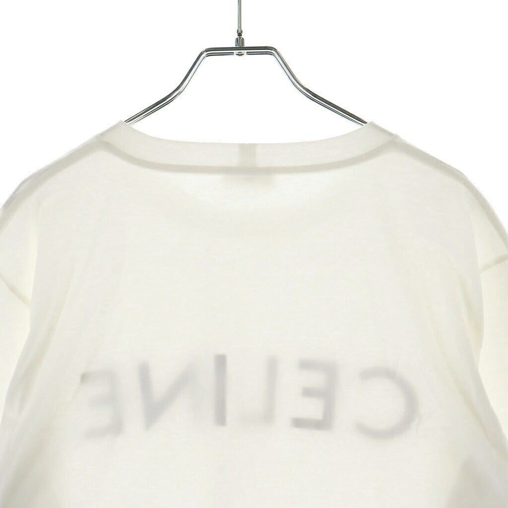 CELINE(セリーヌ) フロントロゴ半袖Tシャツ クルーネックカットソー ホワイト