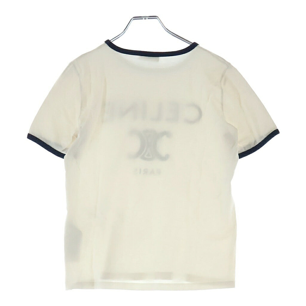 CELINE(セリーヌ) トリオンフ ロゴプリント リンガー半袖Tシャツ クルーネックカットソー ホワイト