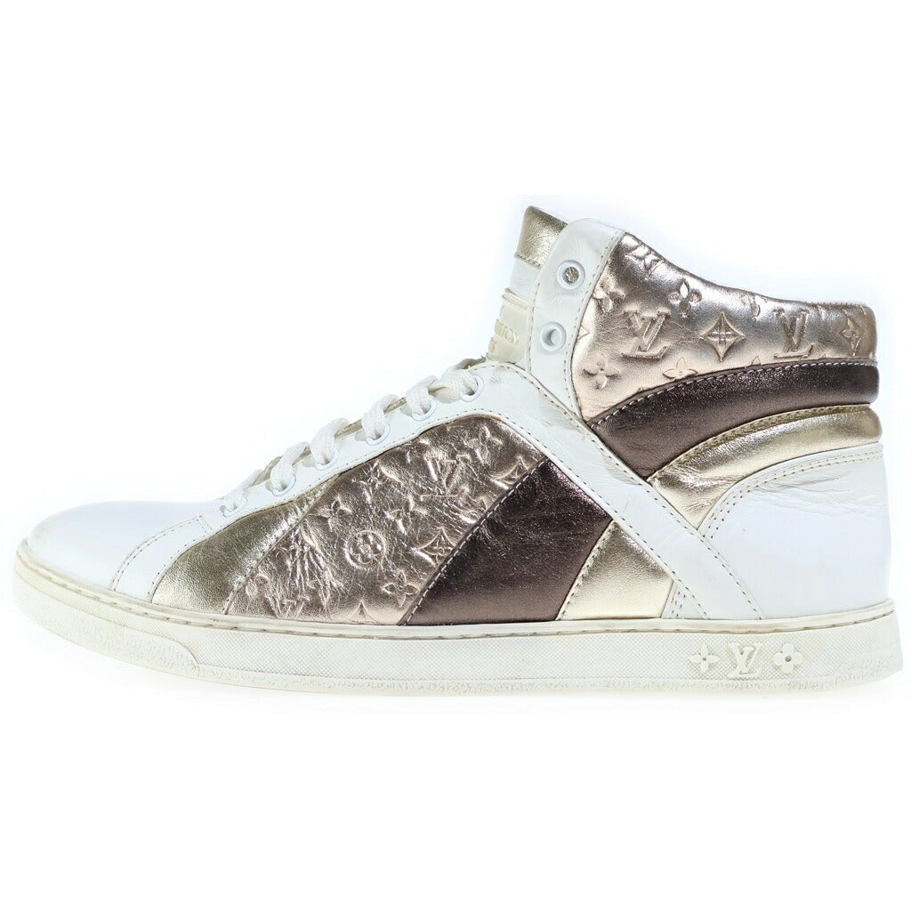 LOUIS VUITTON(ルイヴィトン) モノグラムレザー ハイカットスニーカー ゴールド