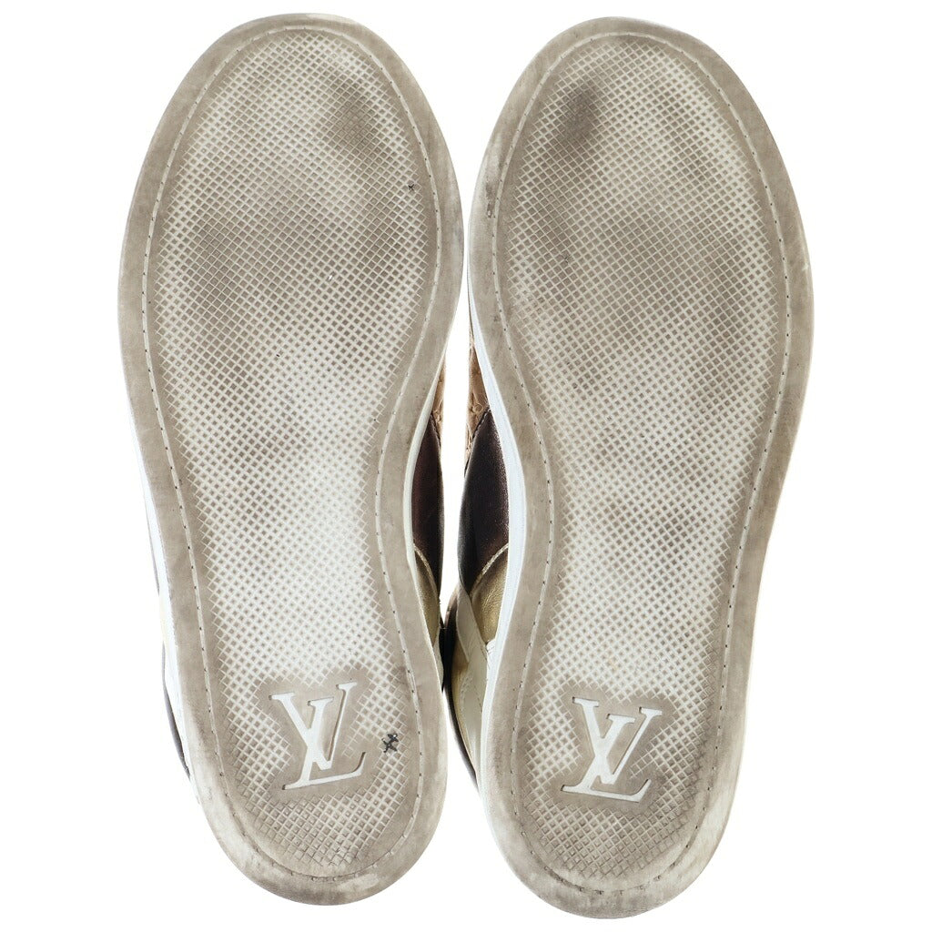 LOUIS VUITTON(ルイヴィトン) モノグラムレザー ハイカットスニーカー ゴールド