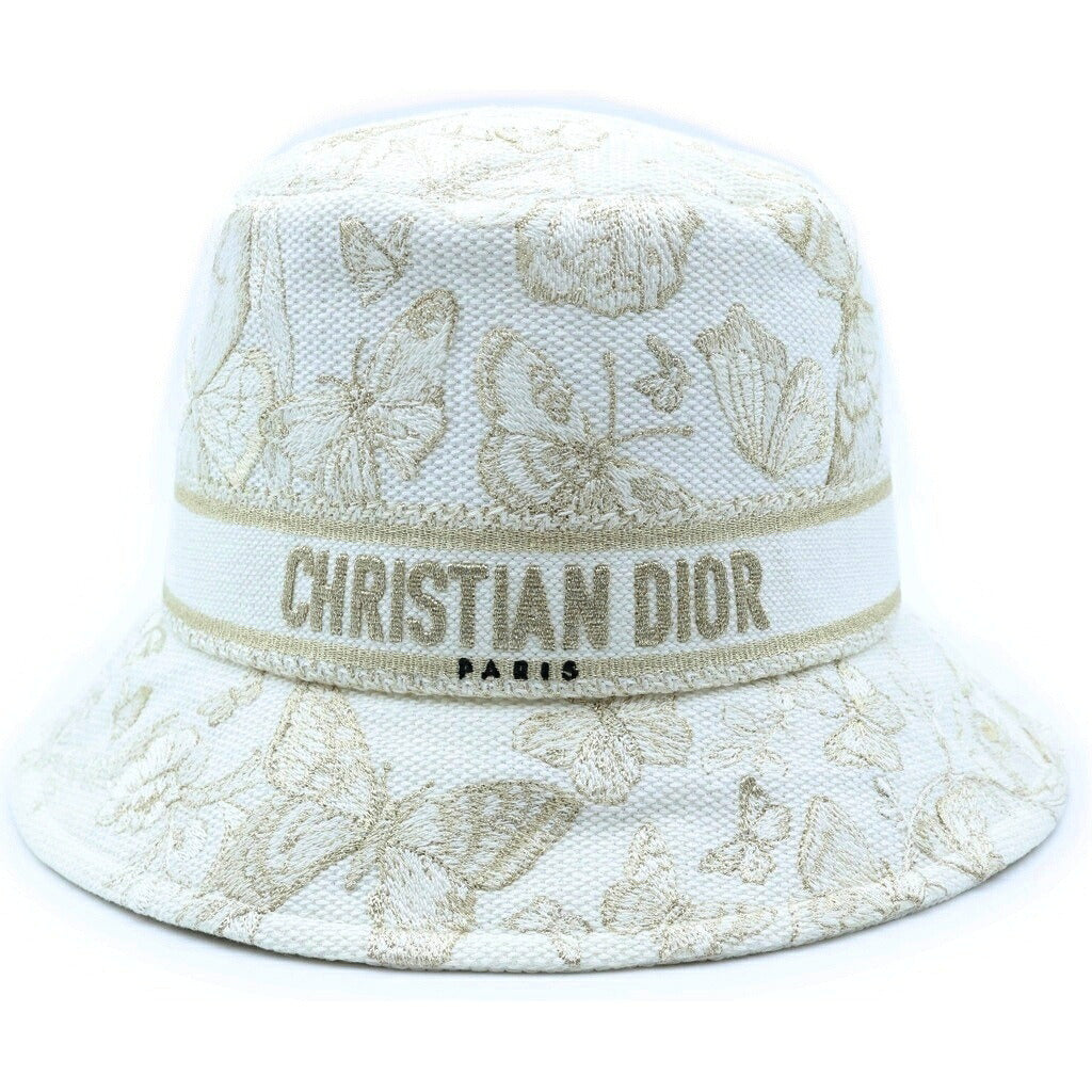 Christian Dior(クリスチャンディオール) D-BOBBY ボブハット バケットハット ホワイト×ゴールド キャンバス 41DTM923X131