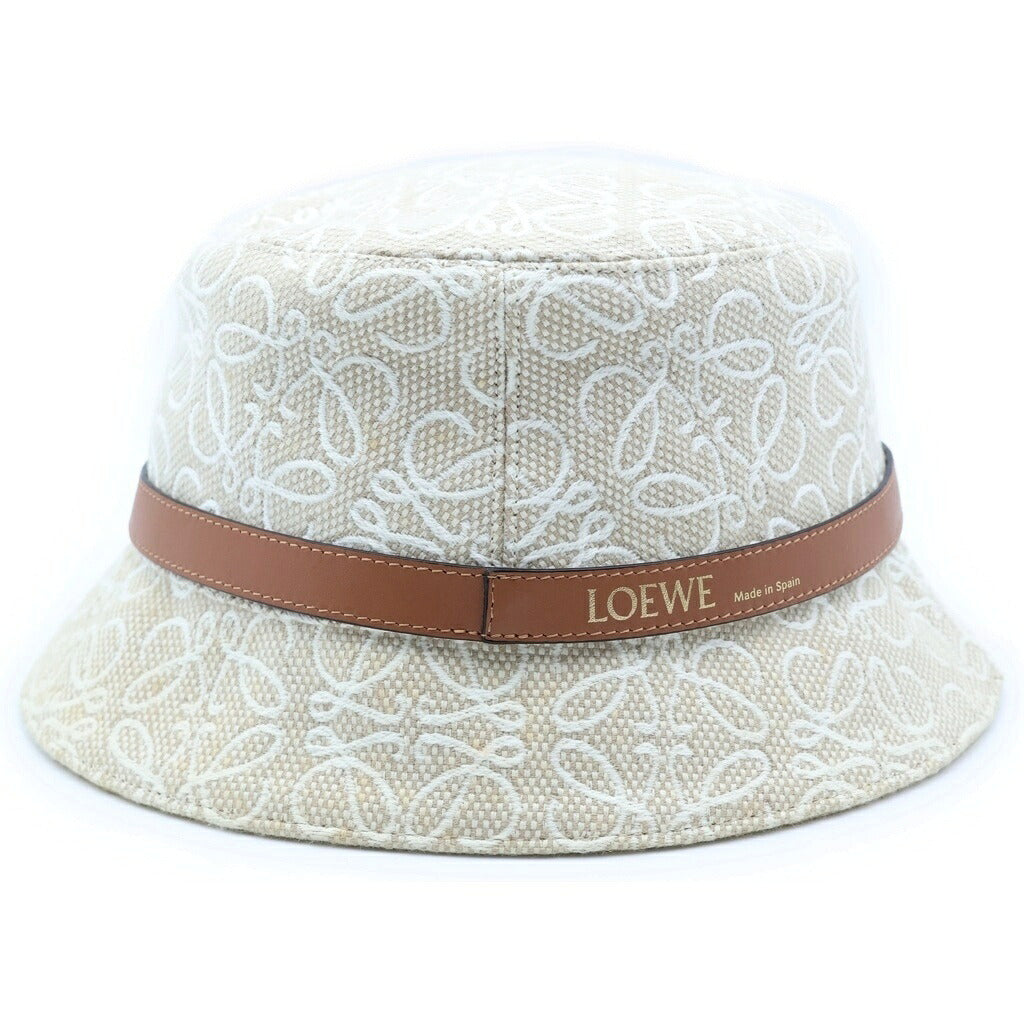 LOEWE(ロエベ) アナグラム バケットハット ベージュ コットン×レザー K820HB1X05