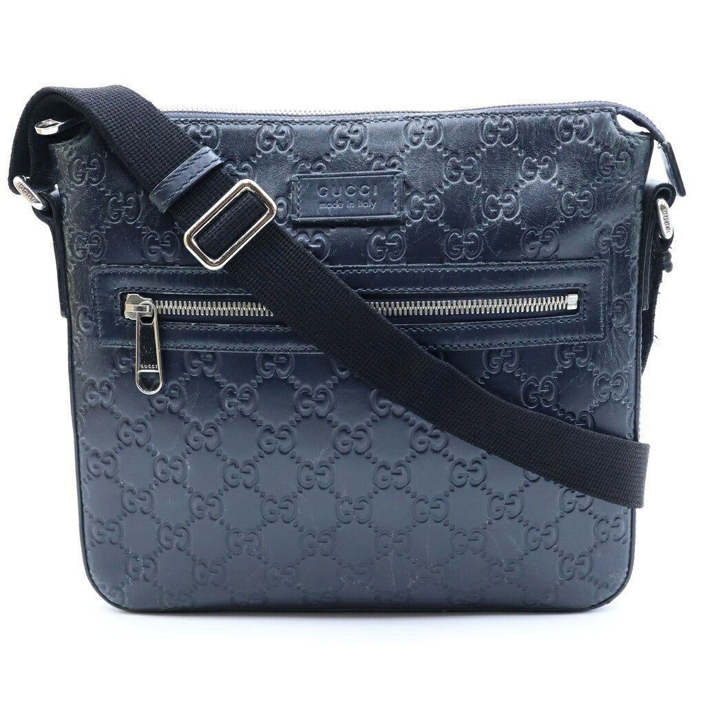 GUCCI(グッチ) グッチシマ メッセンジャーバッグ ショルダーバッグ ブラック レザー 406410