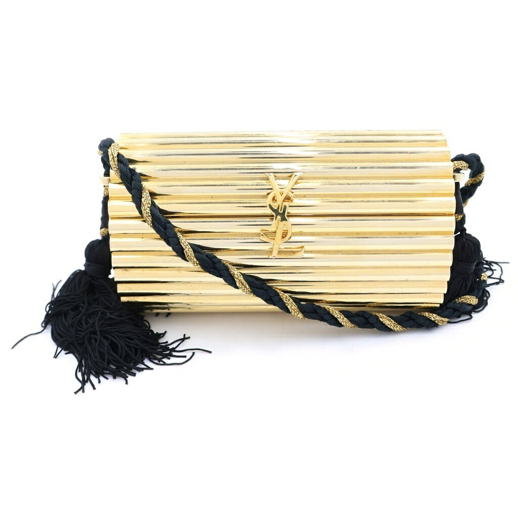 YVES SAINT LAURENT(イヴサンローラン) カサンドラロゴ パーティ タッセル ショルダーバッグ メッキ ゴールド