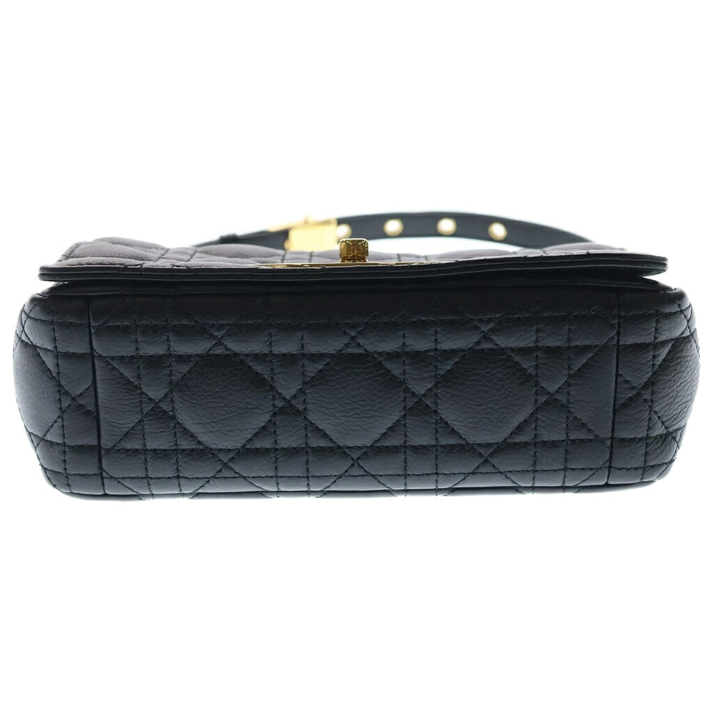 Christian Dior(クリスチャンディオール) カロ カナージュ スモール ラムスキン レザー チェーン ショルダーバッグ ゴールド金具 ブラック