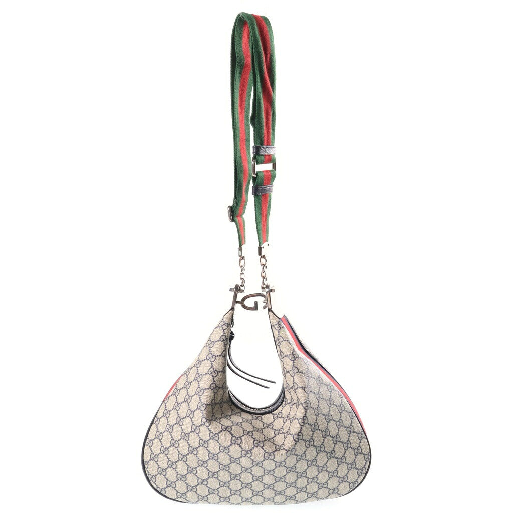 GUCCI(グッチ) アタッシェ ミディアム ショルダーバッグ GGスプリーム PVCレザー ベージュ 702823