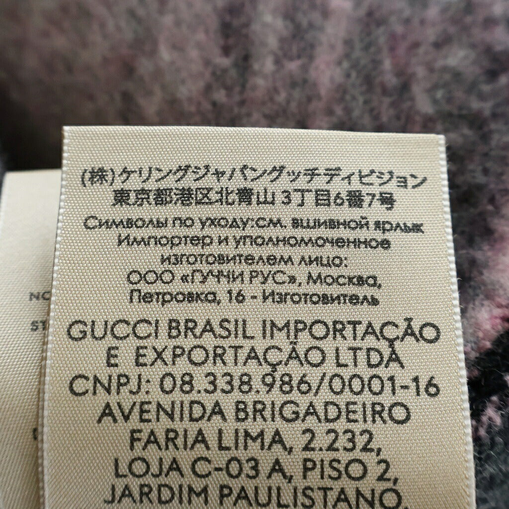 GUCCI(グッチ) GG総柄 リバーシブルタイプ・ストールネックウェア フリンジウールブランケット グレー×ピンク 553118