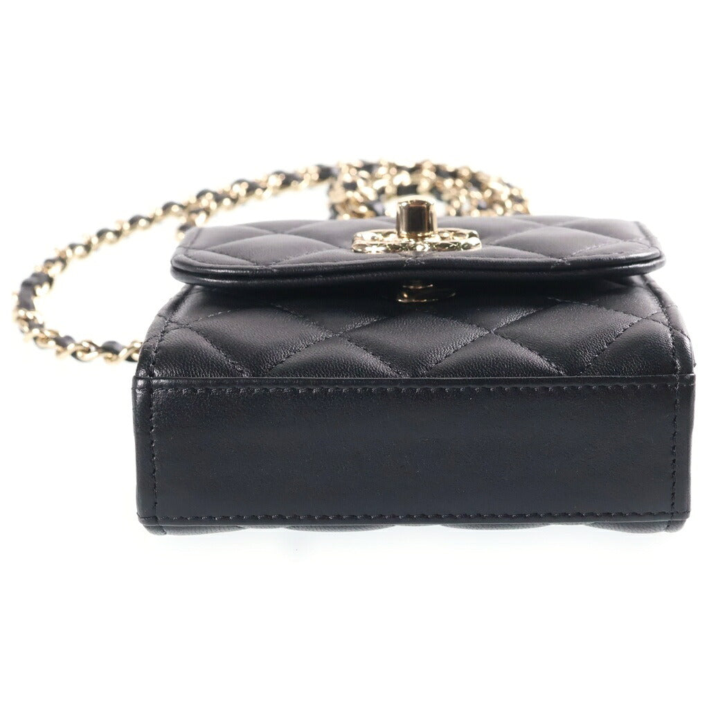 CHANEL(シャネル) マトラッセ ミニ トレンディCC チェーンショルダーポーチ ブラック ラムスキン ゴールド金具 A81633 31番台