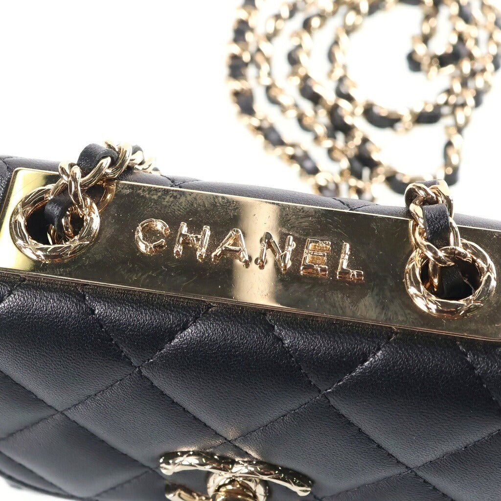 CHANEL(シャネル) マトラッセ ミニ トレンディCC チェーンショルダーポーチ ブラック ラムスキン ゴールド金具 A81633 31番台
