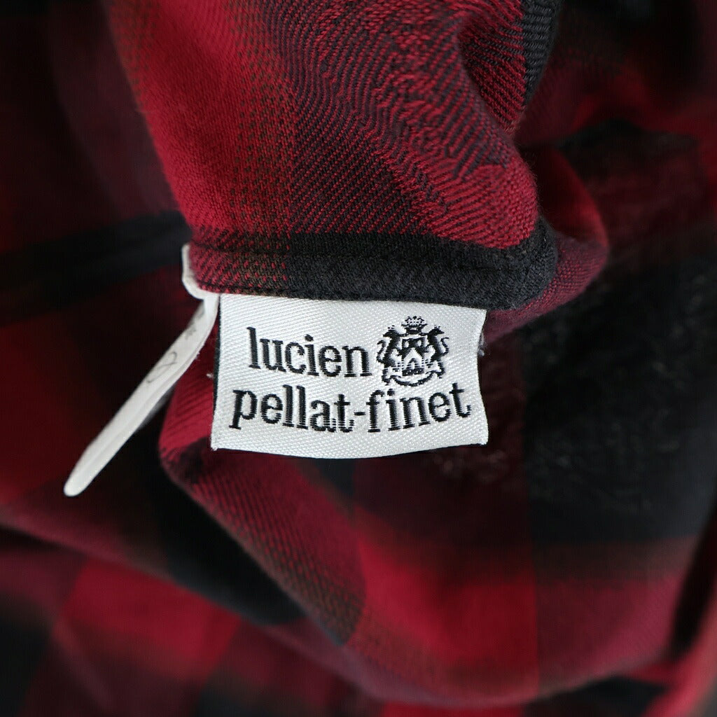 lucien pellat-finet(ルシアンペラフィネ) スカルバッファロー チェック スナップボタンウエスタンシャツ レッド×ブラック