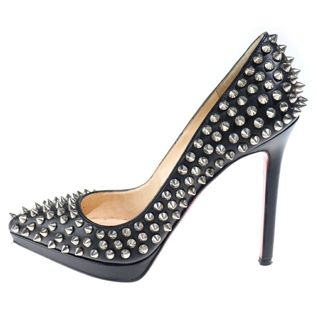 CHRISTIAN LOUBOUTIN(クリスチャンルブタン) スパイクスタッズ ポインテッドトゥ ハイヒールパンプス ブラック レザー