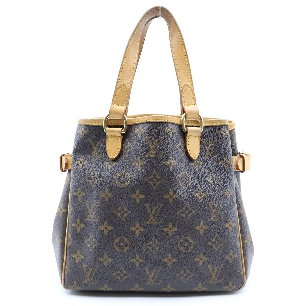 LOUIS VUITTON(ルイヴィトン) ノグラム バティニョール ハンドバッグ ミニトートバッグ ブラウン レザー×PVC M51156 ゴールド金具