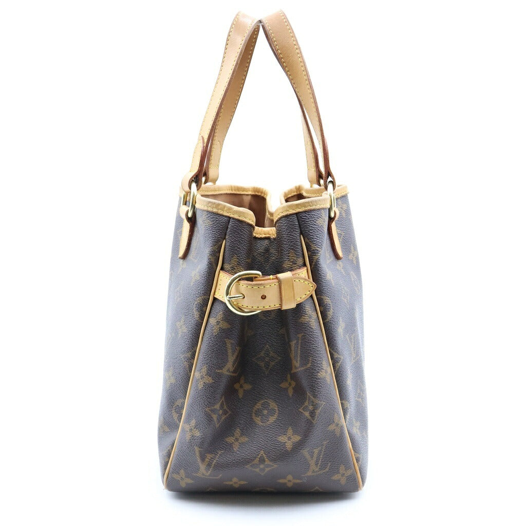 LOUIS VUITTON(ルイヴィトン) ノグラム バティニョール ハンドバッグ ミニトートバッグ ブラウン レザー×PVC M51156 ゴールド金具