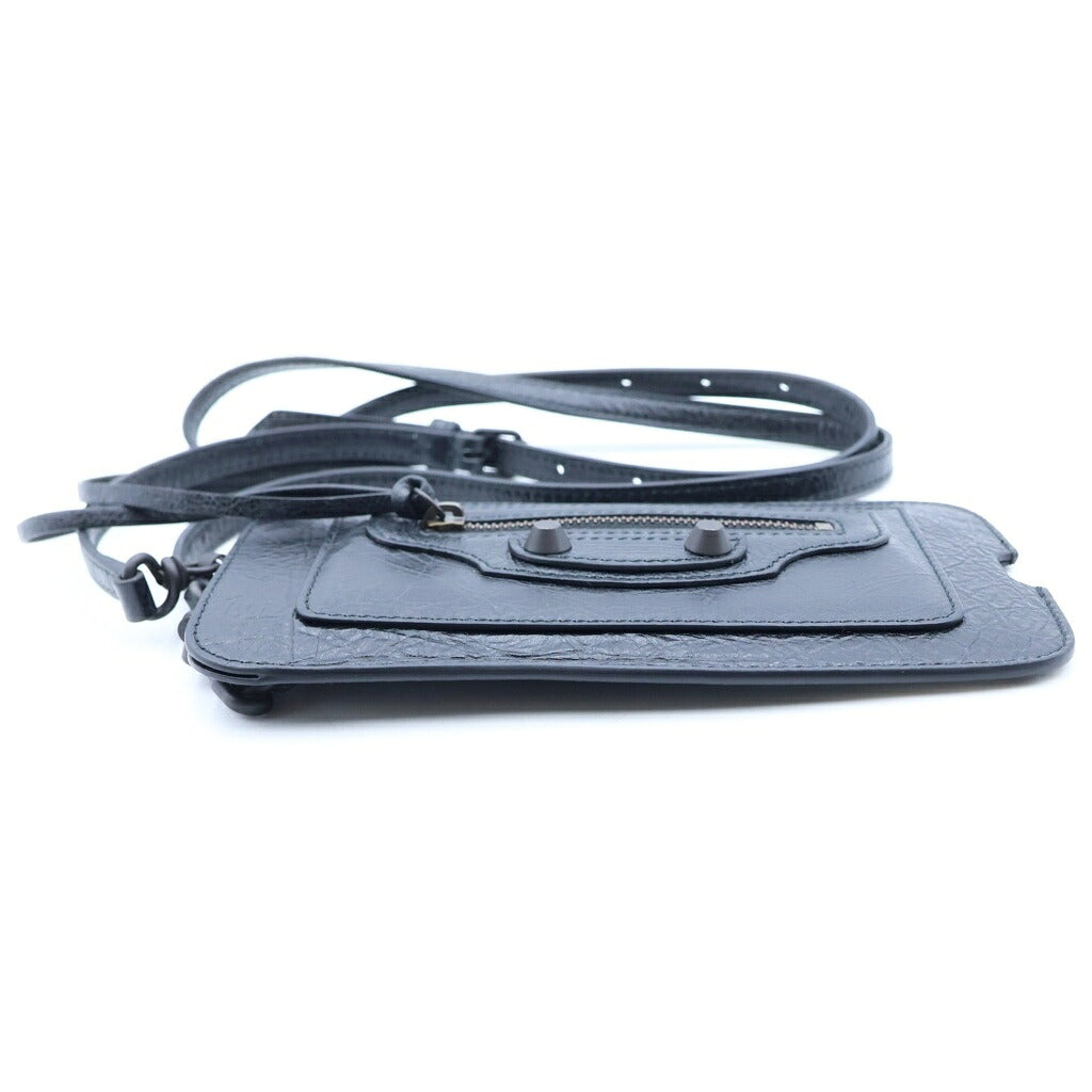BALENCIAGA(バレンシアガ) バーティカル フォンホルダー ショルダー スマホケース レザー ブラック