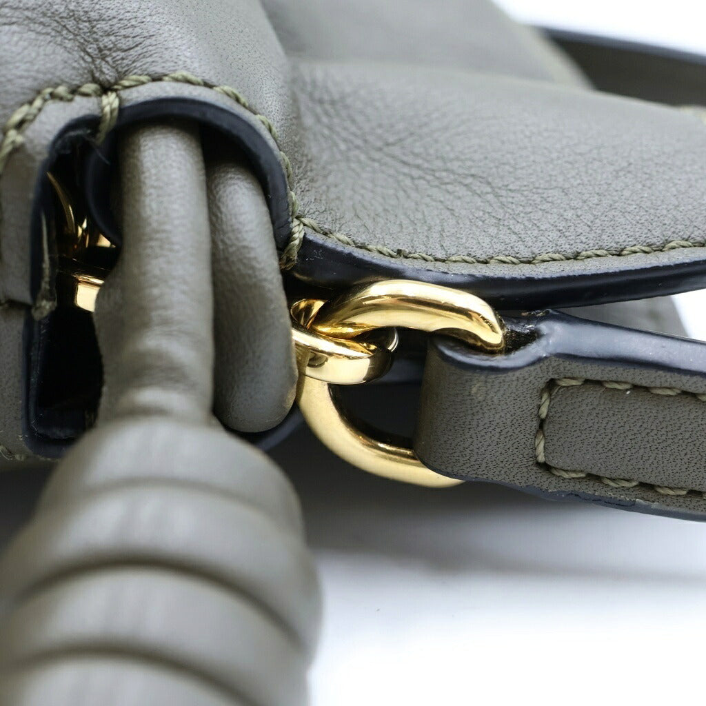 LOEWE(ロエベ) フラメンコクラッチ ミニ ショルダーバッグ カーキ グリーン オリーブ レザー ゴールド金具