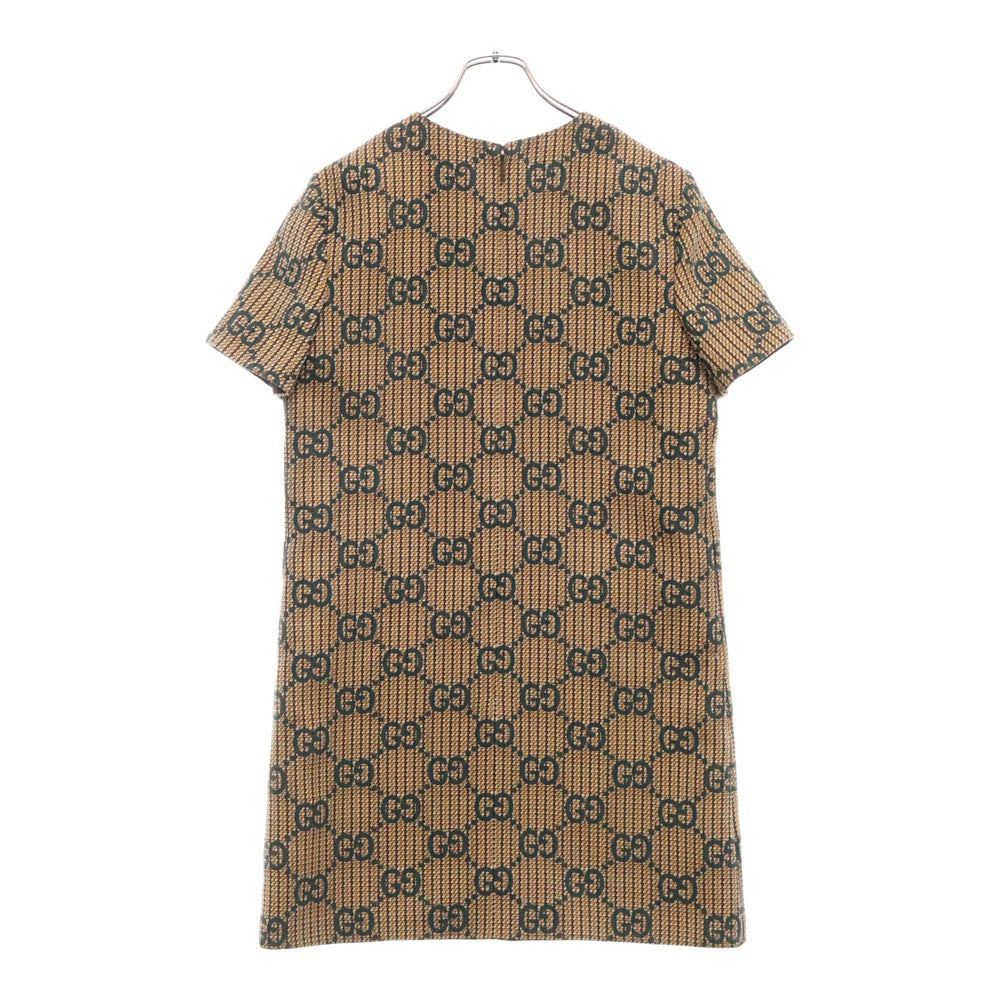 GUCCI(グッチ) GG ドレス ワンピース グリーン×ベージュ ウール 42サイズ 771431 ZAO94 9672 レディース