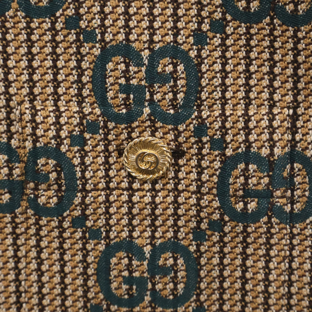 GUCCI(グッチ) GG ドレス ワンピース グリーン×ベージュ ウール 42サイズ 771431 ZAO94 9672 レディース