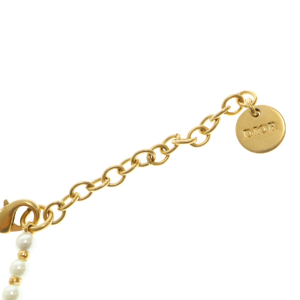 Christian Dior(クリスチャンディオール) プティCD バロック フェイクパールネックレス ゴールド ピンク ペンダント アクセサリー
