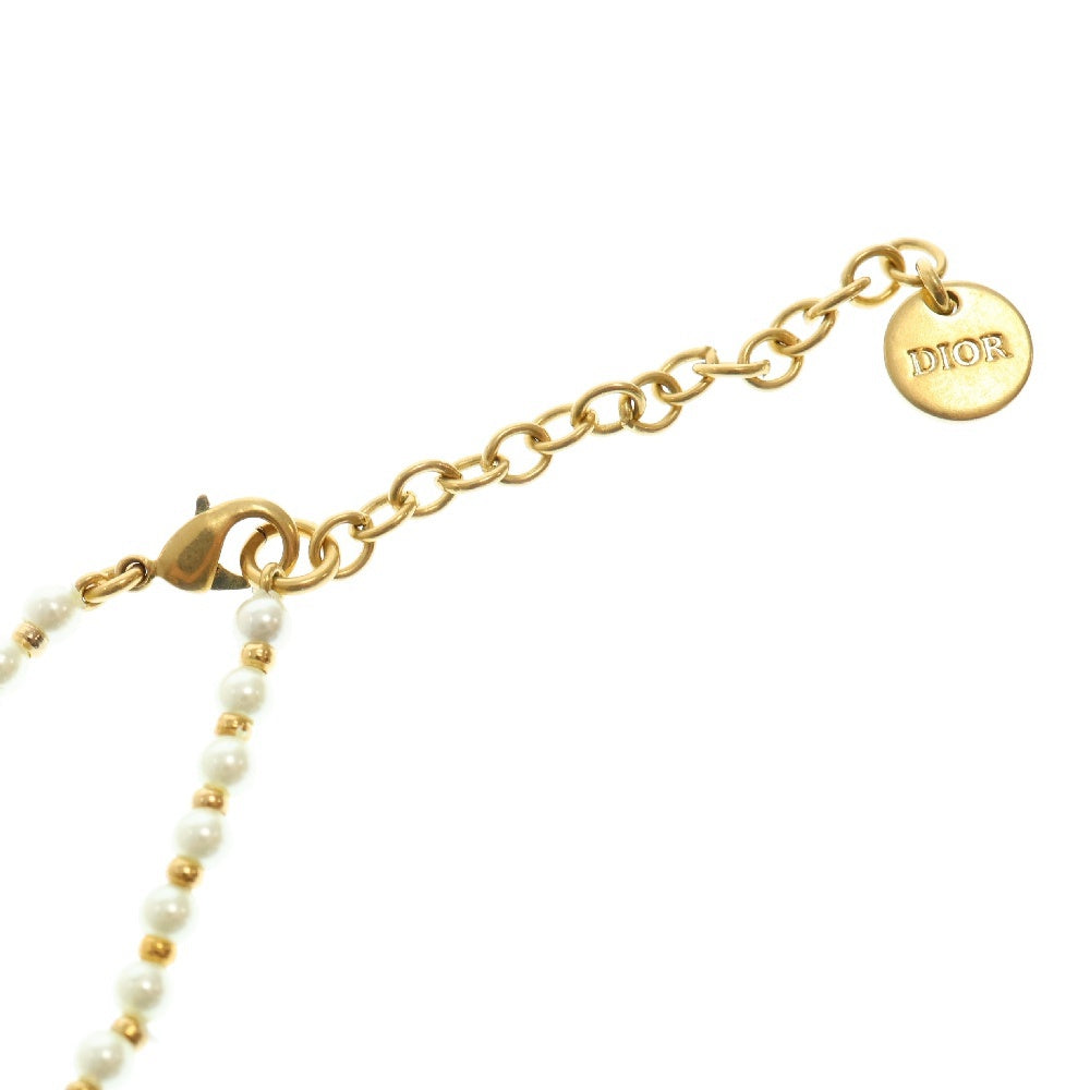 Christian Dior(クリスチャンディオール) プティCD バロック フェイクパールネックレス ゴールド ピンク ペンダント アクセサリー