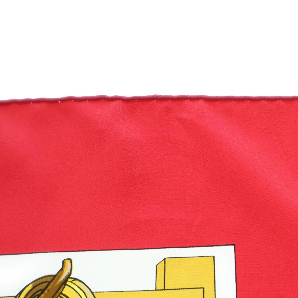 HERMES(エルメス) カレ90 MORS&FILETS 馬具とビット シルク レッド×ホワイト スカーフ