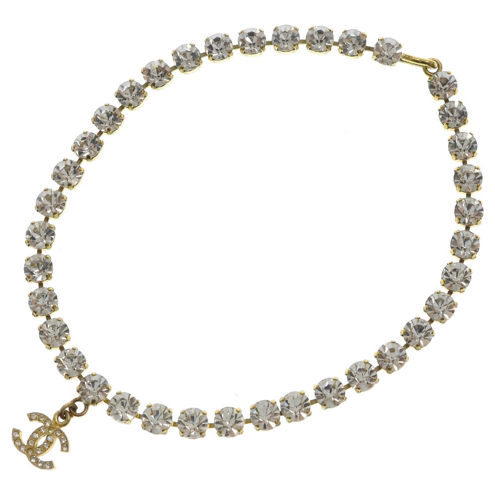 CHANEL(シャネル) ココマーク ラインストーンネックレス ゴールド