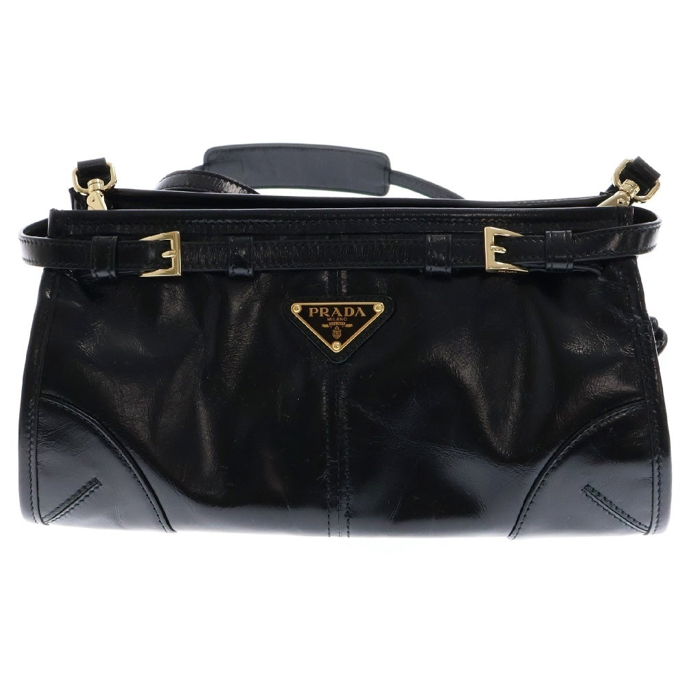 PRADA(プラダ) ソフトルックス ショルダーバッグ スモール 斜め掛けバッグ 肩掛けバッグ ハンドバッグ ブラック ゴールド金具 1BH215