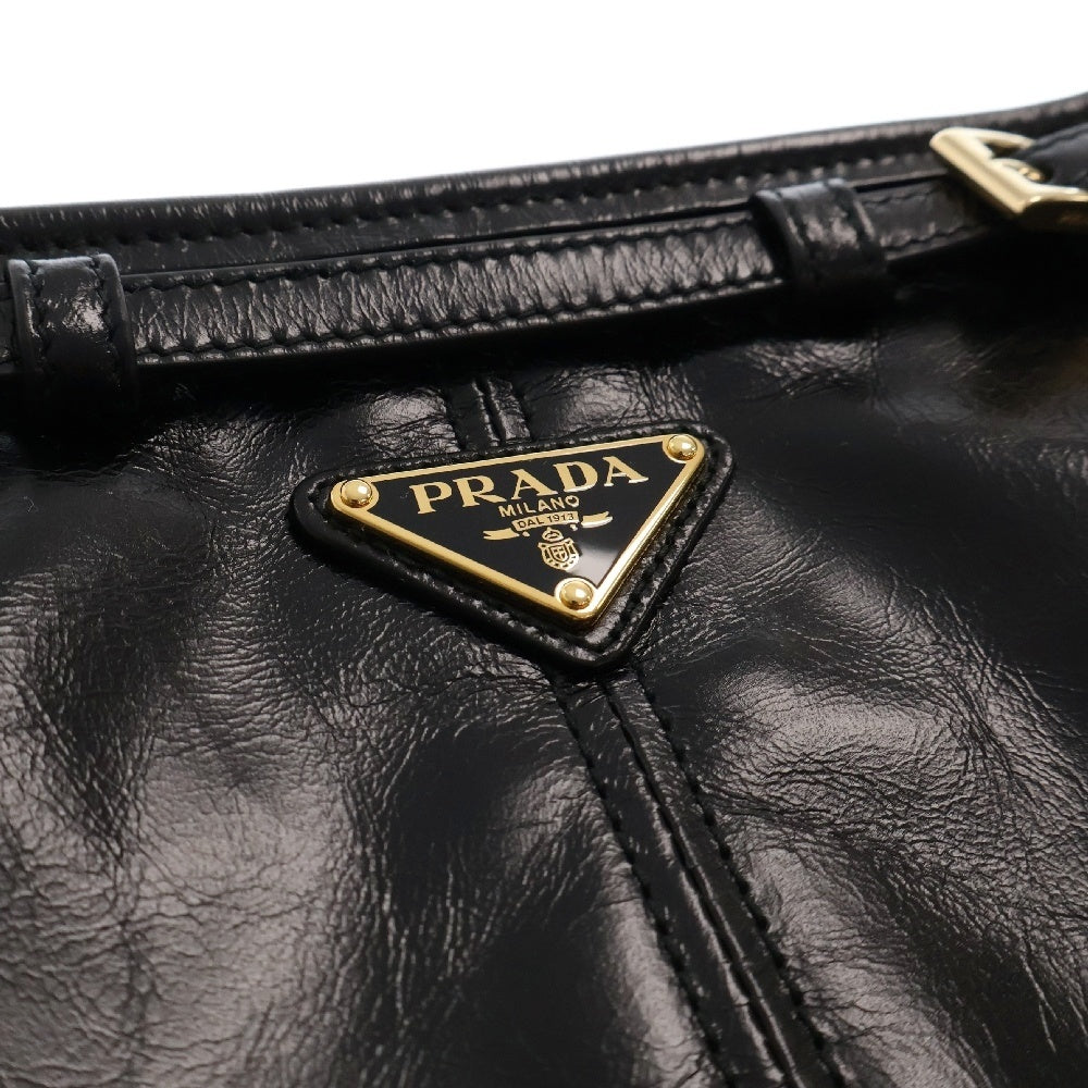 PRADA(プラダ) ソフトルックス ショルダーバッグ スモール 斜め掛けバッグ 肩掛けバッグ ハンドバッグ ブラック ゴールド金具 1BH215