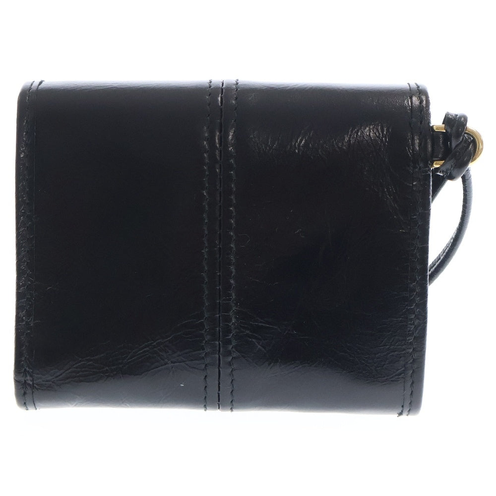 PRADA(プラダ) ソフトルックス ロゴトライアングルプレート コンパクトウォレット ブラック 三つ折り財布