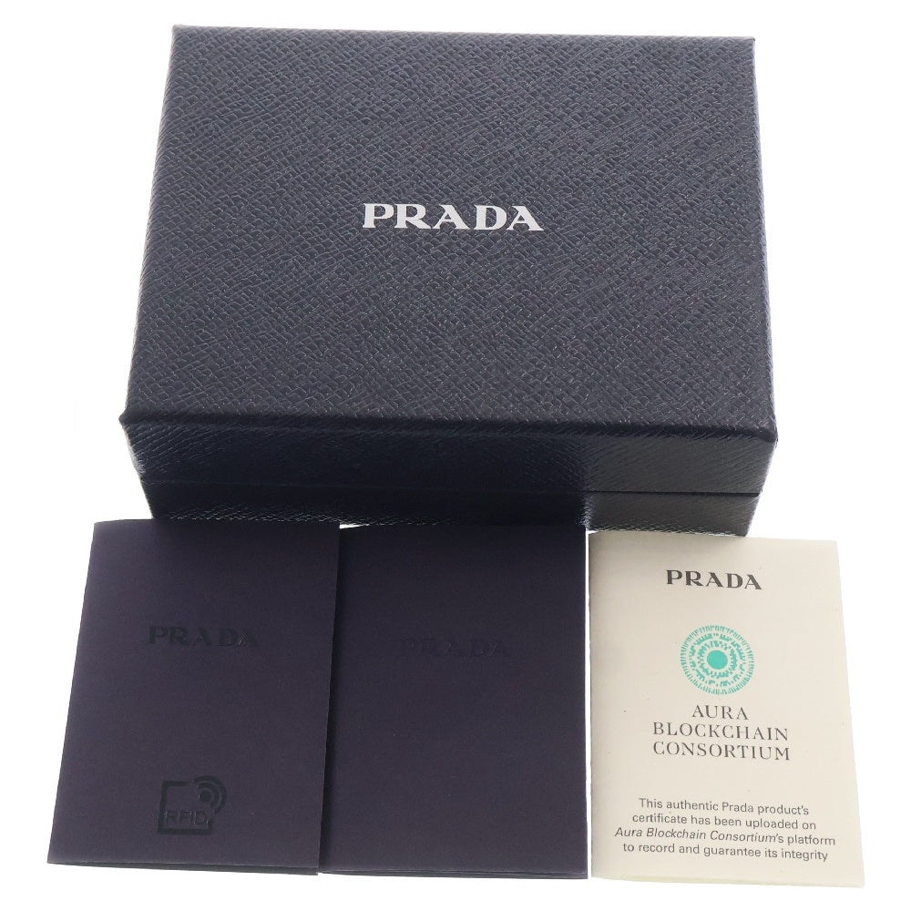 PRADA(プラダ) ソフトルックス ロゴトライアングルプレート コンパクトウォレット ブラック 三つ折り財布