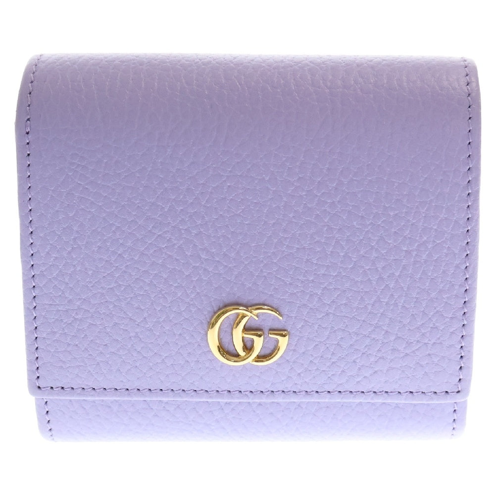 GUCCI(グッチ) GGマーモント レザー コンパクトウォレット 二つ折り財布 パープル 598587