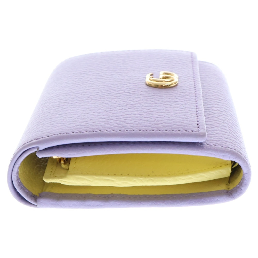 GUCCI(グッチ) GGマーモント レザー コンパクトウォレット 二つ折り財布 パープル 598587