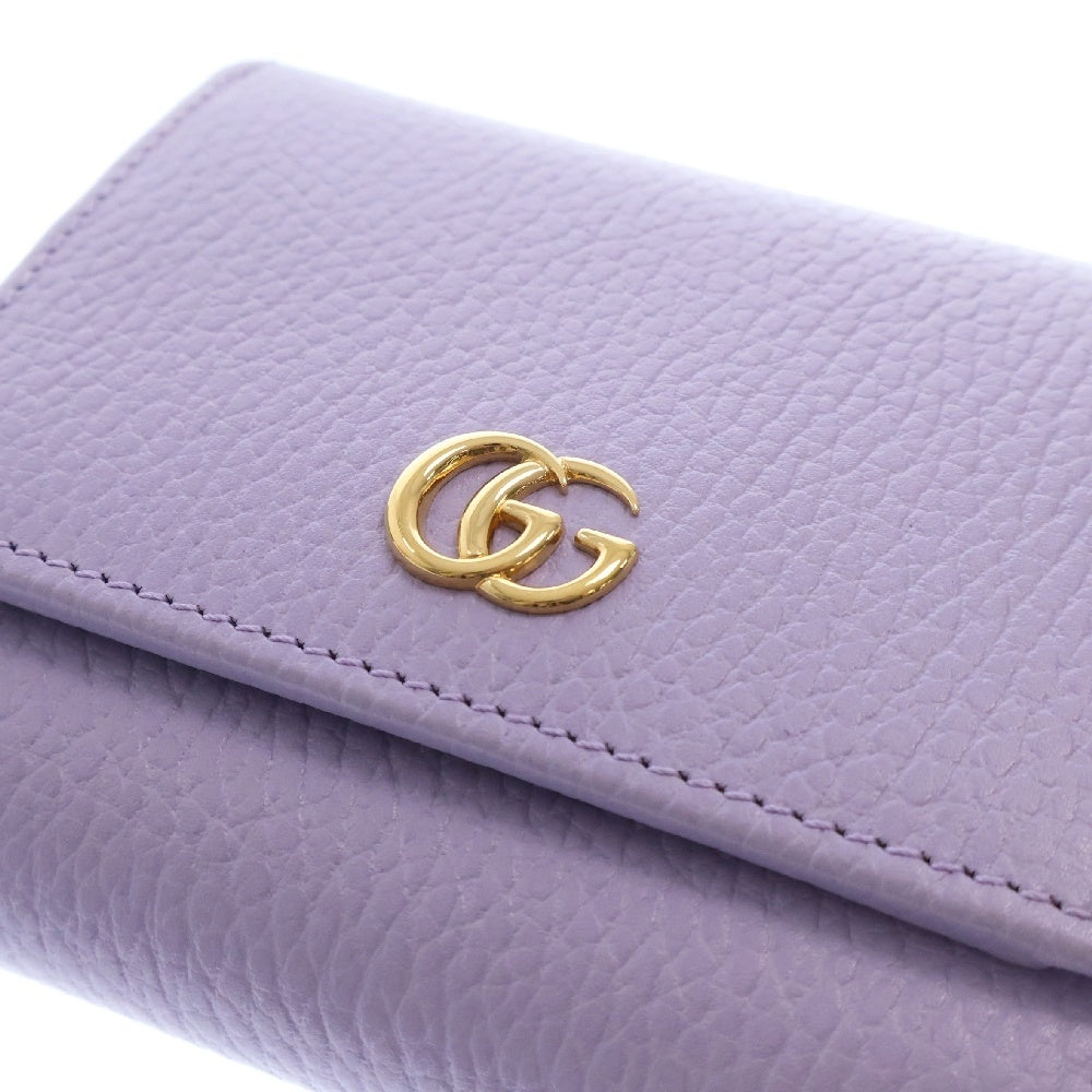 GUCCI(グッチ) GGマーモント レザー コンパクトウォレット 二つ折り財布 パープル 598587