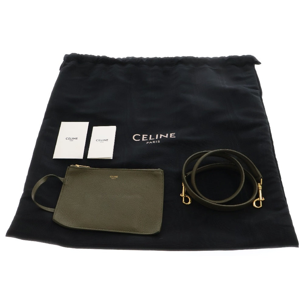CELINE(セリーヌ) バケット16 ショルダーバッグ トートバッグ ハンドバッグ カーキ レザー ゴールド金具