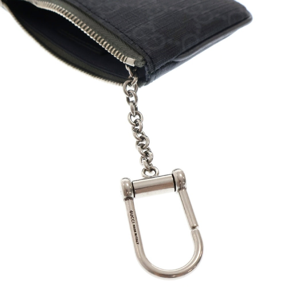 GUCCI(グッチ) GGスプリーム バイカラー ジップ キーケース コインケース ブラック×グレー 820666