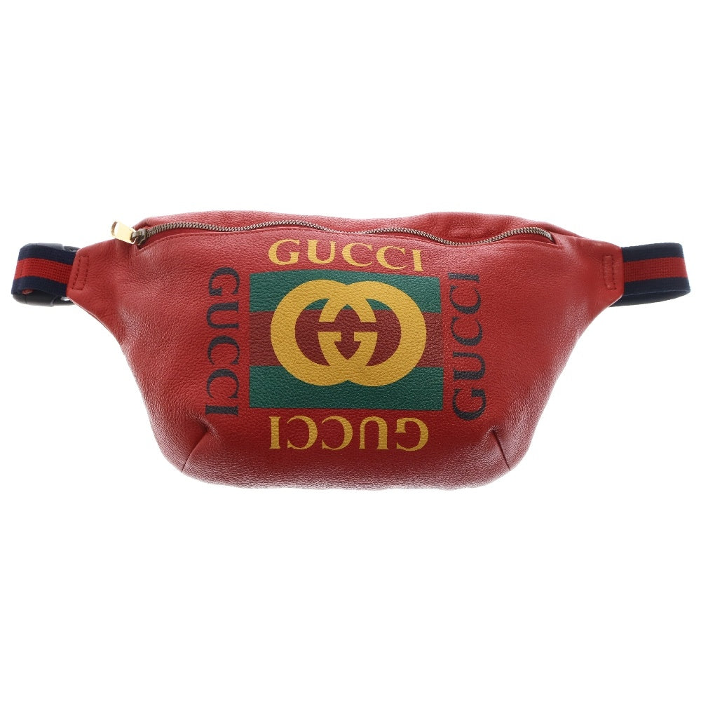 GUCCI(グッチ) ロゴ ボディバッグ ウエストバッグ ショルダーバッグ レッド レザー 530412